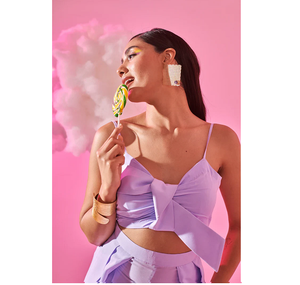 Top Corto de Lavanda para Mujer, Elegante, Ajustado, Blusa de Verano, Moda Casual, Ropa de Fiesta, Top Chic para Salir - Product Image 1