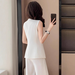 Women's Vest Suit Set Solid Color Polyester Satin Breathable Summer Style Adult Fashionable High-End Suit - Product Image 4