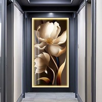 Affiche murale moderne dorée à fleurs 60*120cm, impression UV, art mural, peinture en porcelaine cristalline pour la décoration intérieure