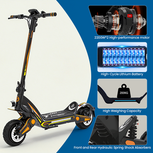Trottinette pliable US Stock pour adultes - 80 km/h, double moteur, batterie 60V23.4Ah, charge 200 kg, noire, étanche IPX5, DT0 - Product Image 5