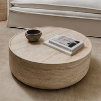 Table basse cylindrique en marbre travertin minimaliste, couleur personnalisable, écologique, mobilier moderne pour salon