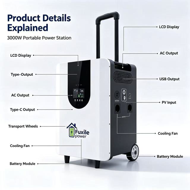 4500Wh 3000W High Power Portable Power Station LiFePO4 Solar Generator for Home Emergency Backup RV Camping