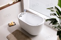 Baignoire autoportante moderne en acrylique pour une personne, avec dossier haut, baignoire ovale de relaxation et de massage pour la maison, l'hôtel et le spa