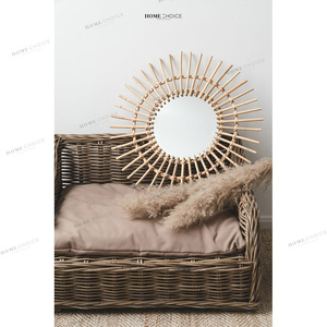 Classic Europe Design Handmade Eye Shape <strong>Rattan</strong> <strong>Mirror</strong> Natural Color Decorative Wall <strong>Mirror</strong> - Product Image 5