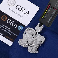 Colgante de Plata de Ley 925 Bañado en Oro con Moissanita VVS, Diseño de Flor, Araña, Espinas y Letra M, Apto para Probador de Diamantes, para Hombre