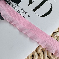 Sangle élastique colorée de 16 mm (Nylon/Spandex) avec dentelle jacquard à volants, accessoires pour la décoration des cheveux, des vêtements et des jupes