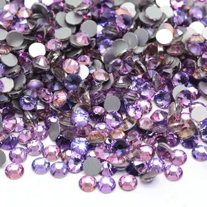 Wholesale Purple Velvet Glass Rhinestone Flatback Rhinestone Glue On Nail For nail Decoration