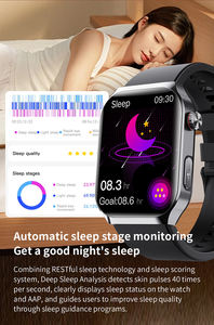 Montre connectée à grand écran tactile de 2,1 pouces pour hommes et femmes, surveillance du sommeil SOS, assistant vocal, détection des chutes, montre connectée de santé ECG F700 - Product Image 6