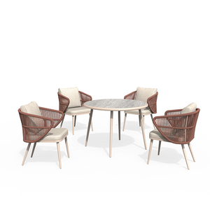 Juego de Muebles de <span class=keywords><strong>Exterior</strong></span> de Aluminio DWOO para 4 Personas con Mesa de <span class=keywords><strong>Comedor</strong></span> de Vidrio, Resistente a la Intemperie, para <span class=keywords><strong>Patio</strong></span>, Jardín, Balcón - Product Image 1