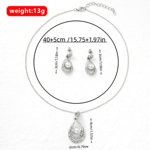 Conjunto de Joyería de Perlas de Lujo, Collar y Aretes con Forma de Lágrima, Regalo de Boda 2024 - Product Image 4