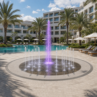 Fontaine à jets d'eau paysager interactive pour terrasse sèche 3x2m, LED RGB, laser, acier inoxydable, système musical commercial, étanche IP68
