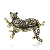 Broche vintage léopard en alliage émaillé, épingles de revers animales, broche de luxe pour costume et manteau homme, bijoux de mode, vente en gros