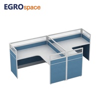 EGROspace Mobilier Moderne Poste de Travail en L pour Centre d'Appels, Cloison Modulaire en Verre pour Bureau
