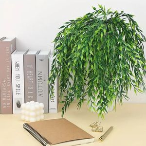 YM بيع بالجملة باقة أوراق صفصاف صناعية متينة رخيصة شجيرات بلاستيكية خضراء لحفل الزفاف والفندق والديكور المنزلي - Product Image 6