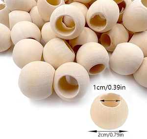 El sanatları için 20mm bitmemiş ahşap boncuklar, DIY için 8mm büyük delik doğal ahşap boncuk, makrome Garland dekor, boncuk malzemeleri. - Product Image 2