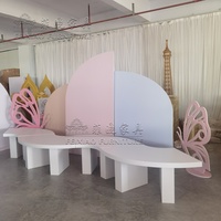 Meubles de fête pour enfants, Table à manger en PVC blanc en forme de S
