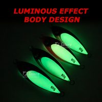 Tolure nouveau 80g 100g rivage coulée chute lente pas jigging leurre cuillère en forme de mer pêche gabarit en métal lumineux leurre plomb gabarits