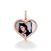 Collier Pendentif Cœur Personnalisé avec Photo, en Cuivre et Moissanite, Bijou Photo Souvenir Hip-Hop pour Couple et Famille, Vente en Gros