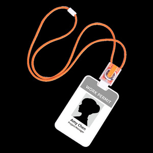 Square neck strap with safety buckle, <b>lanyard</b>, back clip, retractable pull buckle, suitable for ID badges and work badges. - Product Image 4