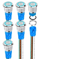 Interrupteur à bouton-poussoir verrouillable 19 mm, étanche, en métal, pour usage marin, marche/arrêt, bouton électronique, anneau LED, 5 broches, 1NO1NC