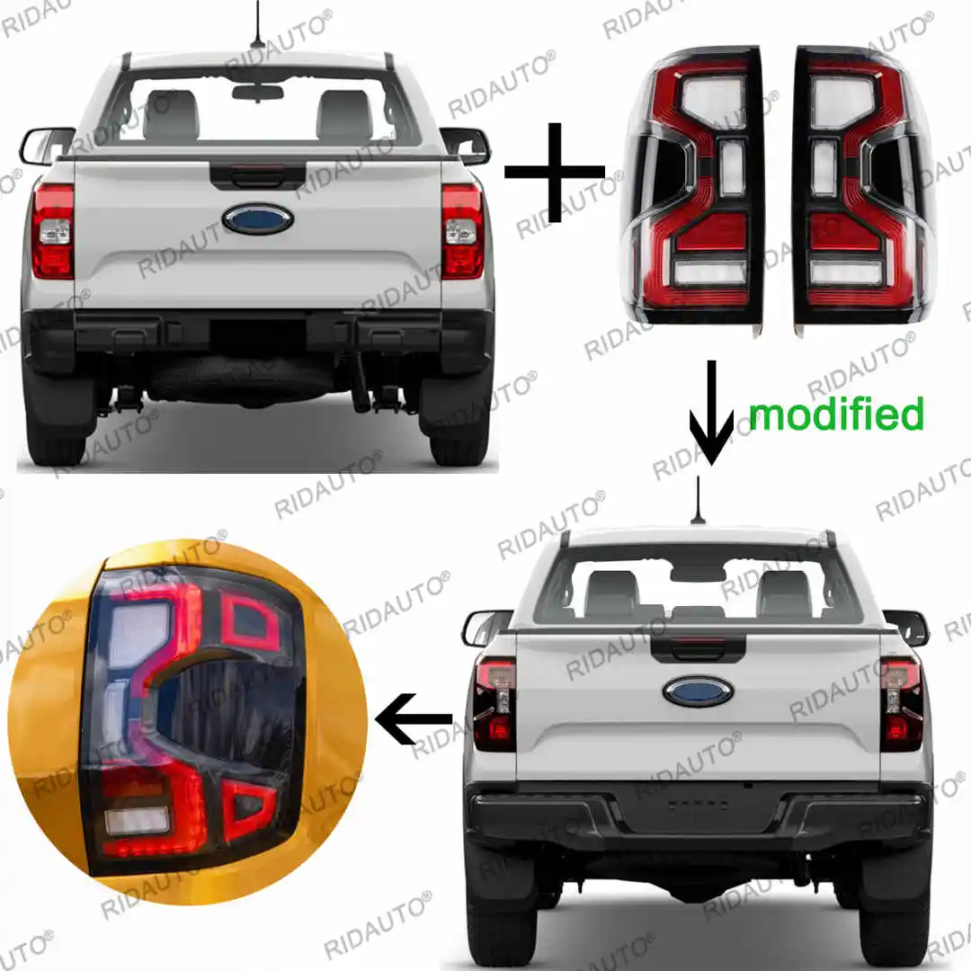 2023 new smoked Auto Parts Modified Red Taillight 2022 Rear LED Tail Light Lamp for Ford Ranger T9