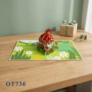Tarjeta Pop-Up de Diseño Personalizado con Casas de Gnomos Hechas a Mano, Superventas, Artesanía de Papel Vietnamita, Animales, Naturaleza/Cuentos de Hadas, Navidad - Product Image 3