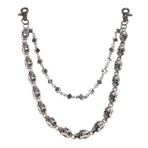 Yueli Double Layer <b>Skull</b> Dice Metal Double <b>Ring</b> Tibetan Silver Waist Chain Hip Hop Punk Style Jeans Charm Casual Wear - Product Image 5