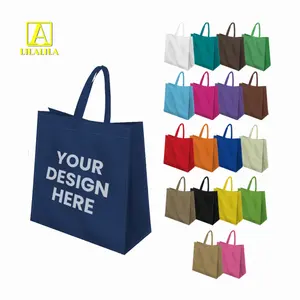 Bolsas no tejidas de compras laminadas de polipropileno reutilizables reciclables personalizadas para embalaje de regalos de comestibles bolsas de mano con logotipo