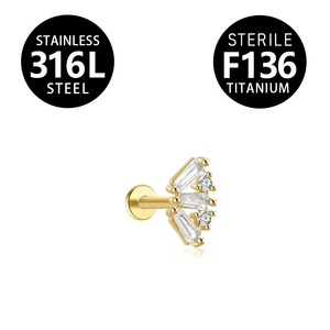 HGC 316 L 16G 18G 16G 14G Pendiente de parte trasera plana con circonita cúbica rectangular, <span class=keywords><strong>Piercing</strong></span> Labret, <span class=keywords><strong>Piercing</strong></span> <span class=keywords><strong>Helix</strong></span>, <span class=keywords><strong>Piercing</strong></span> Daith, Joyería clásica para <span class=keywords><strong>piercing</strong></span> de oreja - Product Image 4