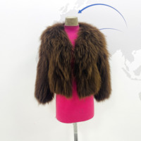 Manteau en fourrure de raton laveur véritable de luxe pour femmes, veste courte d'hiver chaude