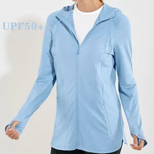 Zn Quick Dry Sun-Protection abbigliamento traspirante Full-Zip Jacket Upf 50 + felpe con cappuccio abbigliamento protezione Uv Rash Guard personalizzato da donna