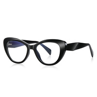 Unisexe 2165 Épais Cercle Optique Lunettes Imitation Plaque Tr90 Plat Miroir Oeil De Chat Ins Style Rue Photographie PC Adultes Diamant