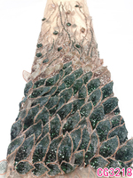 Nouvelle Tendance Luxe Oman Mariage Tissu Dentelle Fleurs 3D Perles Lourdes avec Paillettes Tissu Dentelle pour Maille Française Paillettes Dentelle