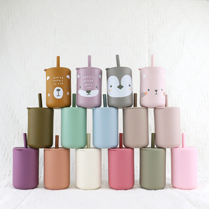 แก้วซิลิโคนสำหรับเด็ก ปลอดสาร BPA ปลอดสารพิษ ป้องกันการหก พกพาสะดวก เกรดอาหาร พร้อมหลอดดูด สำหรับฝึกดื่ม - Product Image 4