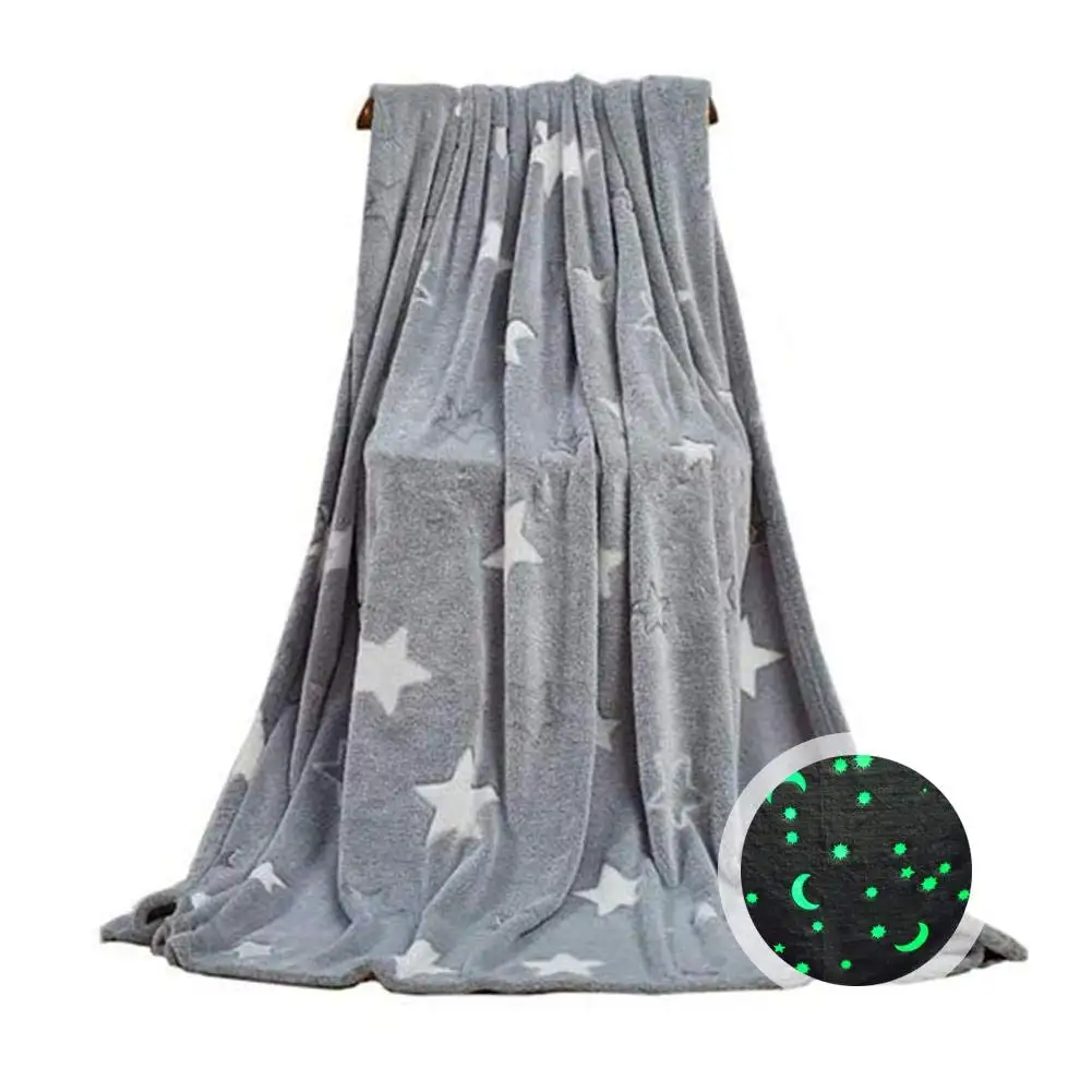 Super Soft Glow in The Dark coperta accogliente flanella stella brillante coperta luminosa