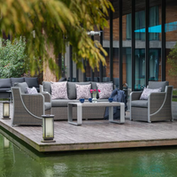 Ensemble de canapés modernes en rotin tressé imperméable pour l'extérieur, idéal pour les restaurants, les hôtels et les fermes - Mobilier de jardin et de terrasse