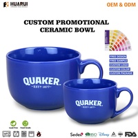 Ensemble de tasses à soupe en céramique personnalisées de 12 oz et 24 oz, grandes tasses rondes en bisque avec poignée, pour cadeaux promotionnels