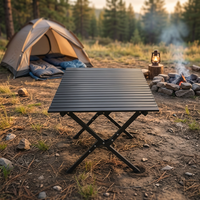Mesa Plegable Portátil para Acampar al Aire Libre, Mesa Metálica Negra Tipo Egg Roll para Banquetes, Picnic, Barbacoa, Venta al Por Mayor