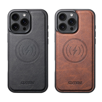 Coque de téléphone SUTENI pour iPhone 18 Pro Max, chargement magnétique sans fil, texture litchi, effet givré, simili cuir, compatible 17 16 Plus 15 14 13