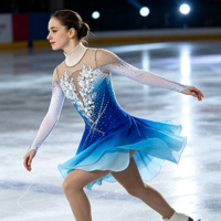 Robe de compétition de patinage artistique en tissu haut de gamme, ornée de strass scintillants, à manches longues, pour adultes et enfants, pour spectacle sur glace