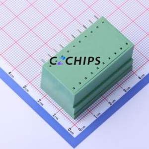 DB2ERH-3.81-2*10P-GN Plug-in Terminal Block Bent Lead Through Hole,P=3.81mm Board-to-Board / Socket - Closed 2x10P 3.81mm Green - Product Image 2