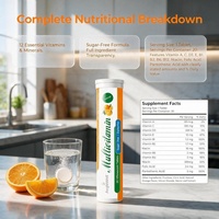 Comprimés effervescents multivitaminés, saveur naturelle d'orange, tube de 20 unités, dissolution rapide, complément nutritionnel multivitaminé quotidien