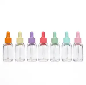 Récipient vide transparent à paroi épaisse de 1oz emballage cosmétique pour soins de la peau 30ml flacon compte-gouttes en plastique PET pour huile essentielle parfum sérum