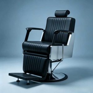 Fauteuil de barbier moderne en cuir avec réglage en hauteur, rotation à 360 degrés, élévateur hydraulique, design pliable pour usage commercial en salon - Product Image 2