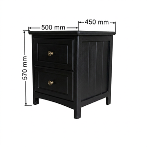 Classic Elegant Black 2-Drawer Nightstand - Sturdy Radiata Wood & MDF <b>End</b> <b>Table</b> & Side <b>Table</b> for Bedroom & Living Room - Product Image 2