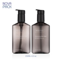 Bouteilles de shampooing et d'après-shampooing carrées vides de luxe, 250/350/500 ml, emballage PET, opaque, givré, translucide, noir, bouteilles de gel douche