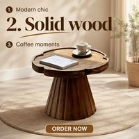 Table basse ronde moderne extensible et pliable de 35,98 pouces avec pieds cylindriques, plateau en placage de bois pour salon et bureau