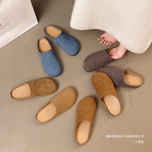 รองเท้าหุ้มส้นแบบเปิดหลังสไตล์ใหม่รองเท้าชั้นเดียวรองเท้าวินเทจหัวรองเท้าหนังนิ่มแบบเปิดครึ่งนิ้วสำหรับผู้หญิงรองเท้าลำลองน่ารัก Birkenn - Product Image 4