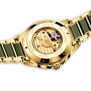 Diellea <b>Men's</b> Mechanical Automatic Jade <b>Gold</b> <b>Watch</b> Hollow Business Luxury Antique Sport Fashion Sapphire Couple Pair 6025 - Product Image 5