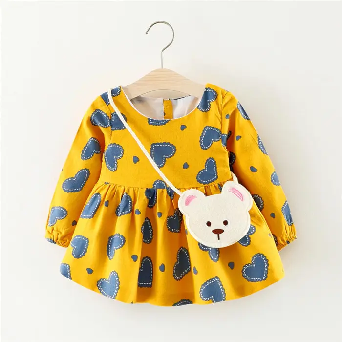 Wholesale Children Clothes Babe Chilren'S Yellow Flower Surat Material Dresses As Angels Imported From China